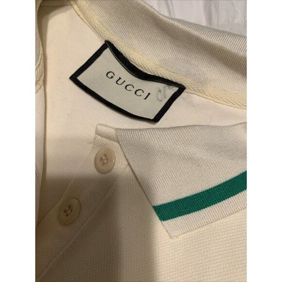 Gucci Womens Ivory Green Red Sport Tennis Short Sleeve Mini Dress Large - Picture 4 of 7